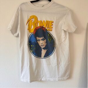 David Bowie white tee retro print portrait size small women’s super soft cotton